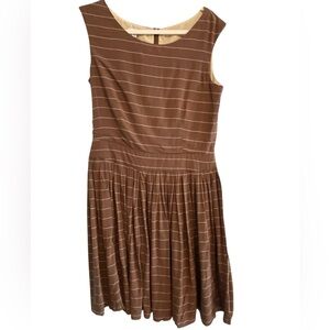 LL Bean Signature Striped Brown Sleeveless Dress size 10